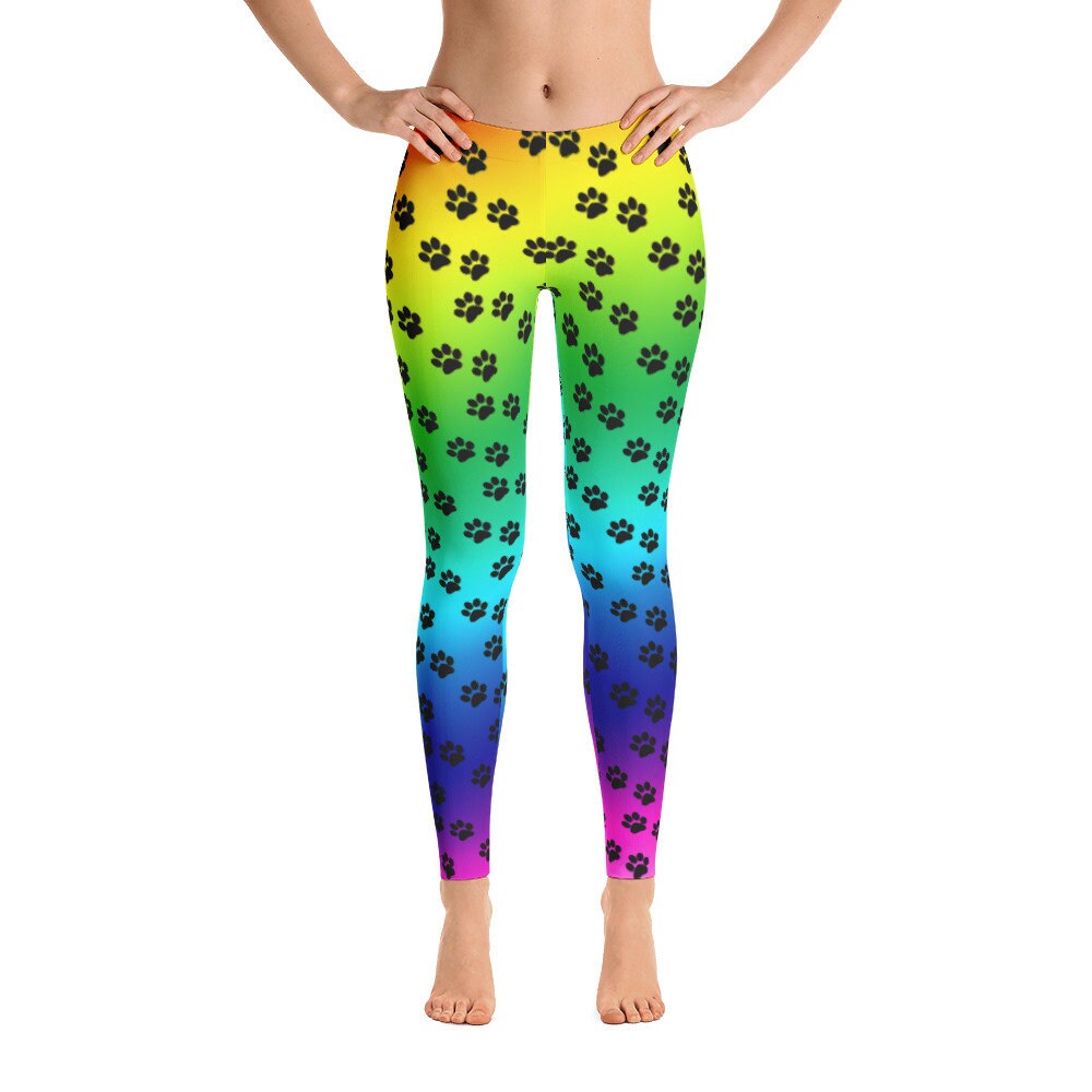 Gradient Dog Paw Print Leggings Multicolor Animals Print Etsy