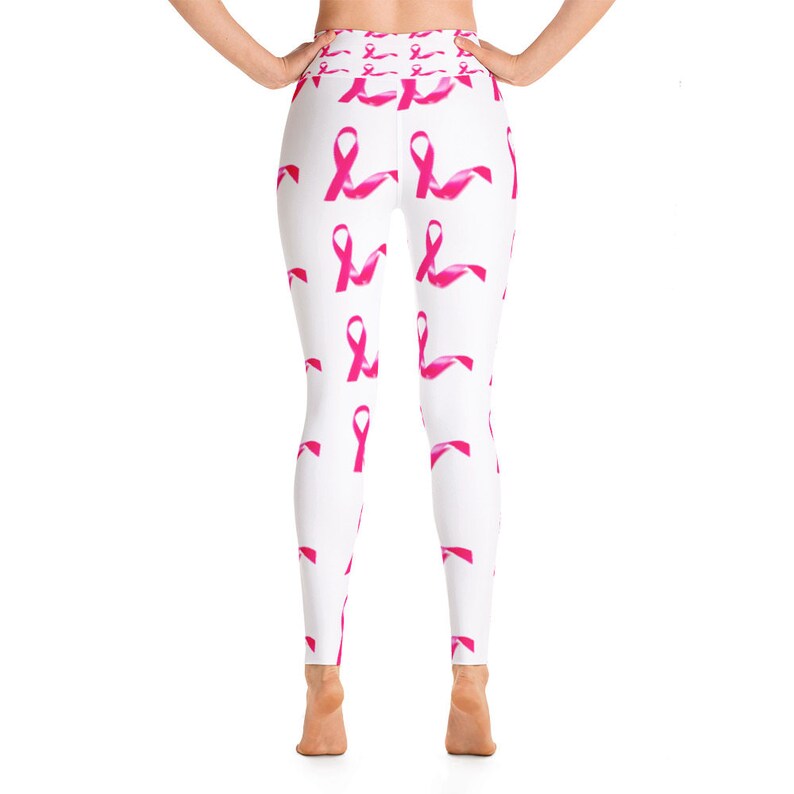 Breast Cancer Awareness Yoga Leggings Pink Ribbon Etsy