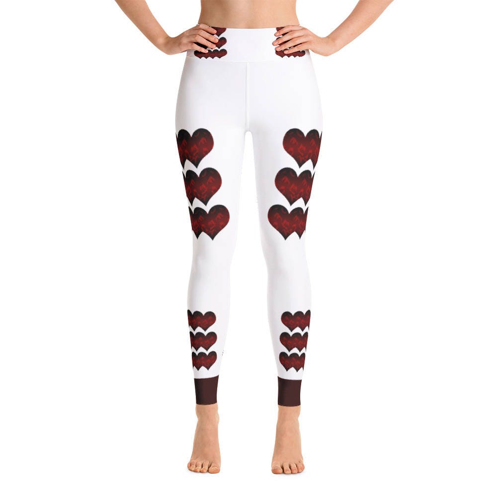 Maroon Heart Yoga Leggings Capri Yoga Pants Sport Stretch | Etsy