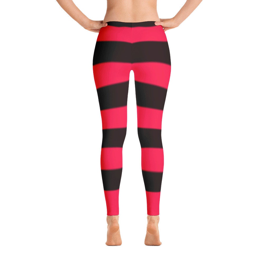 Striped Print Womens Leggings Red Black Lines Pattern Gradient | Etsy
