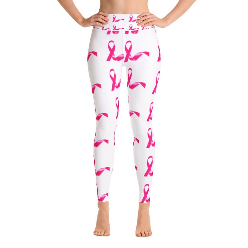 Breast Cancer Awareness Yoga Leggings Pink Ribbon Etsy
