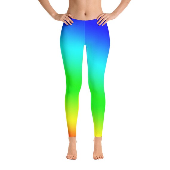 Gradient Leggings Red Yellow Blue Green Teal Pink Multicolor Etsy