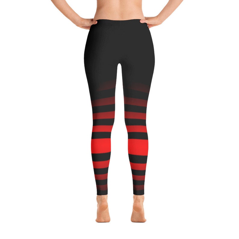 Black Orange Red Striped Womens Leggings Red Lines Print | Etsy