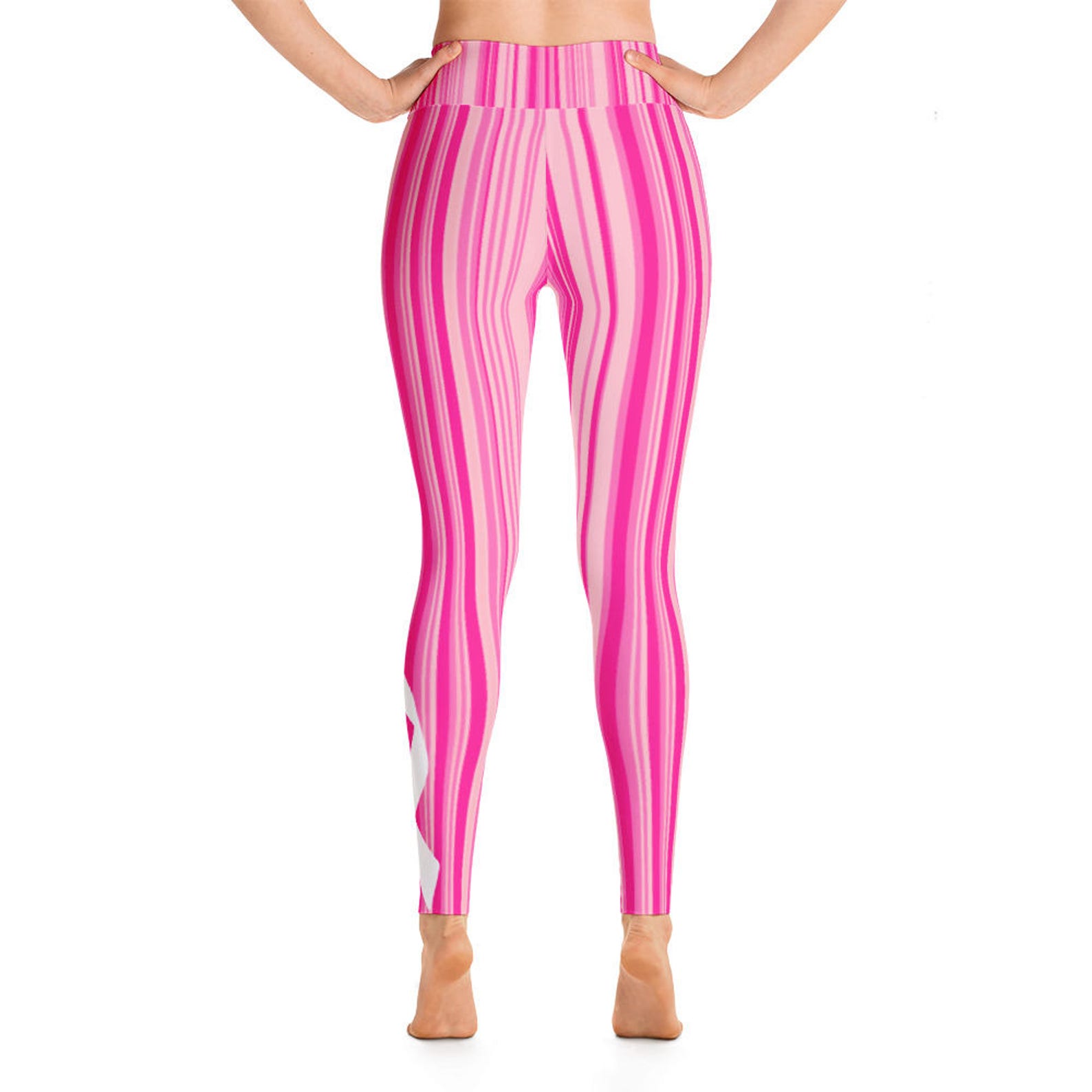 Breast Cancer Awareness Yoga Leggings Pink Ribbon Etsy