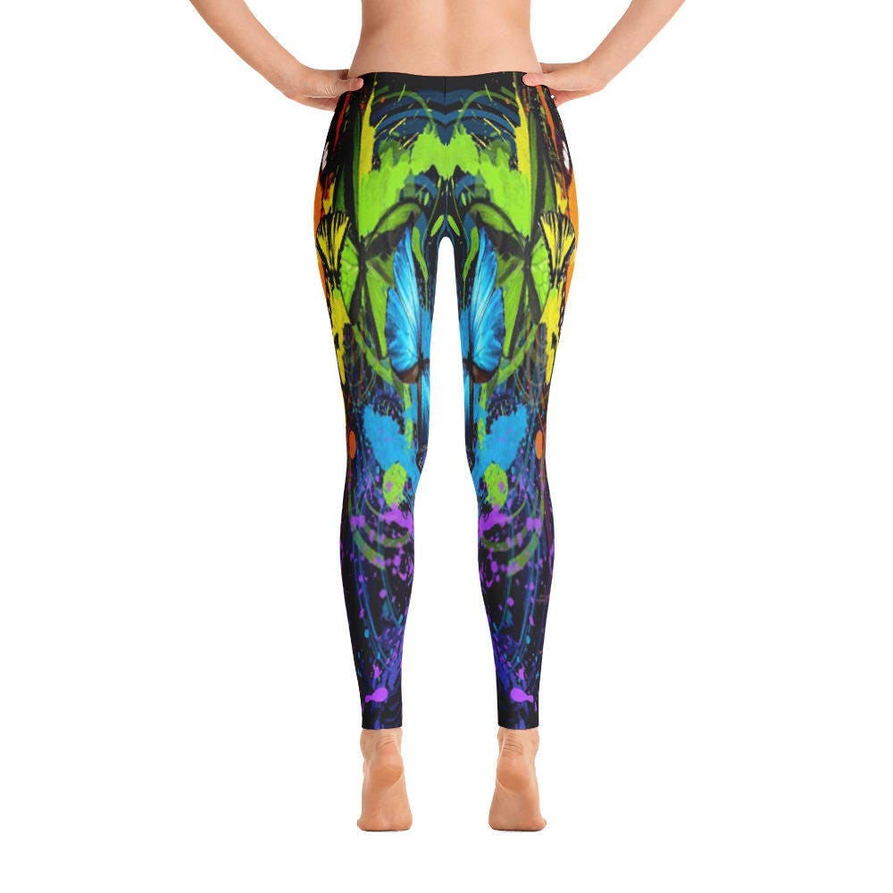 Butterfly Multi-Color Art Leggings Capri Yoga Pants Sport | Etsy