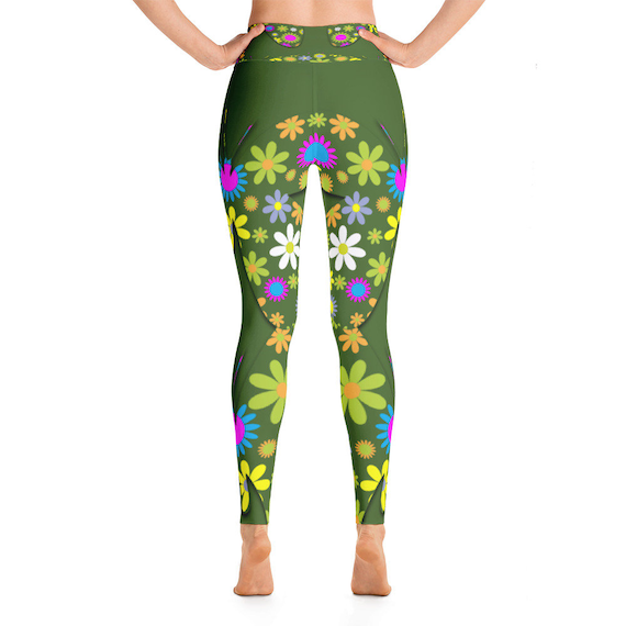 Websi Wihey Yoga Leggings for Women Cute Cattle Dog and Colorful Flower High Waist Sports Yoga Pants