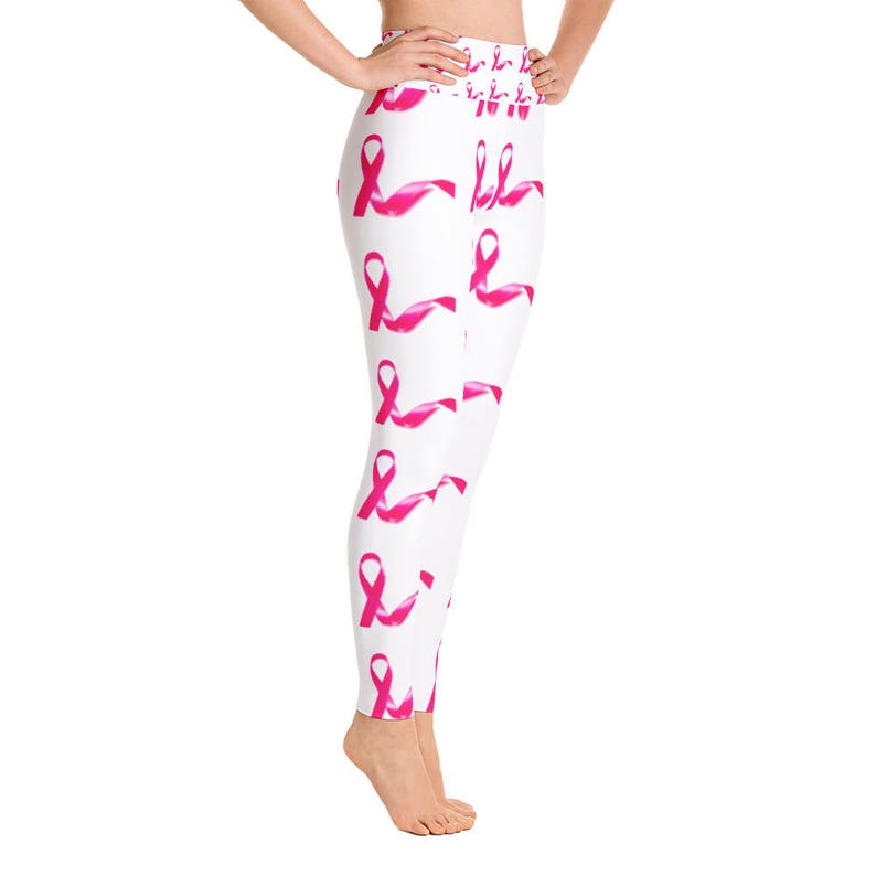 Breast Cancer Awareness Yoga Leggings Pink Ribbon Etsy