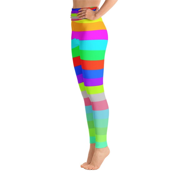 Bright Rainbow Yoga LeggingsCapri Yoga Pants Sport Stretch | Etsy