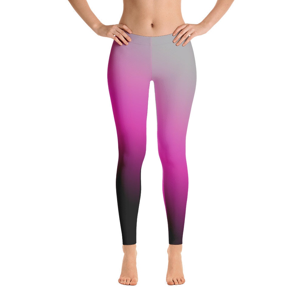 Gray Pink Black Gradient Womens Leggings Multicolor Gradient Etsy