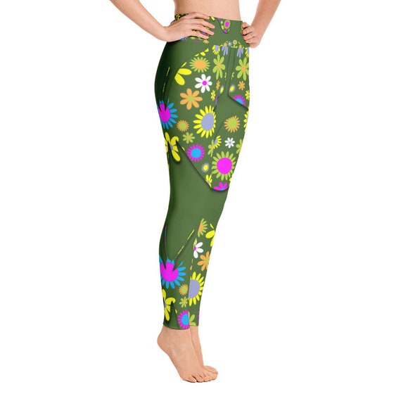 Websi Wihey Yoga Leggings for Women Cute Cattle Dog and Colorful Flower High Waist Sports Yoga Pants
