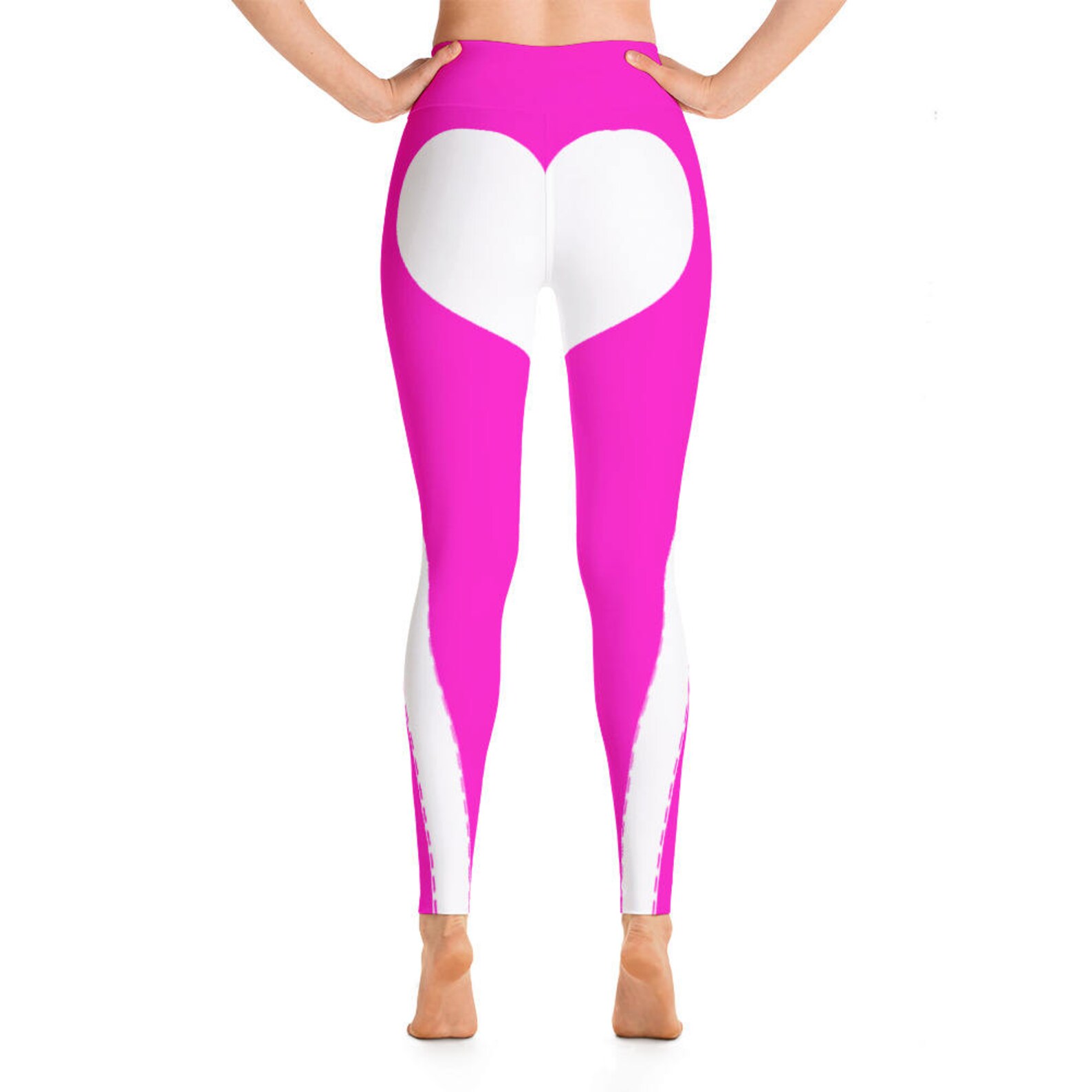 Pink Heart Shaped White Booty Yoga Leggings Valentine's Etsy