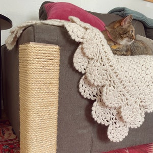 Couch Corner Cat Scratching Post, Stained Pine, Sisal Rope image 1