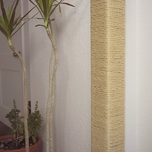 Wall Corner Cat Scratching Post 12 Inch Tall Stained Pine Etsy