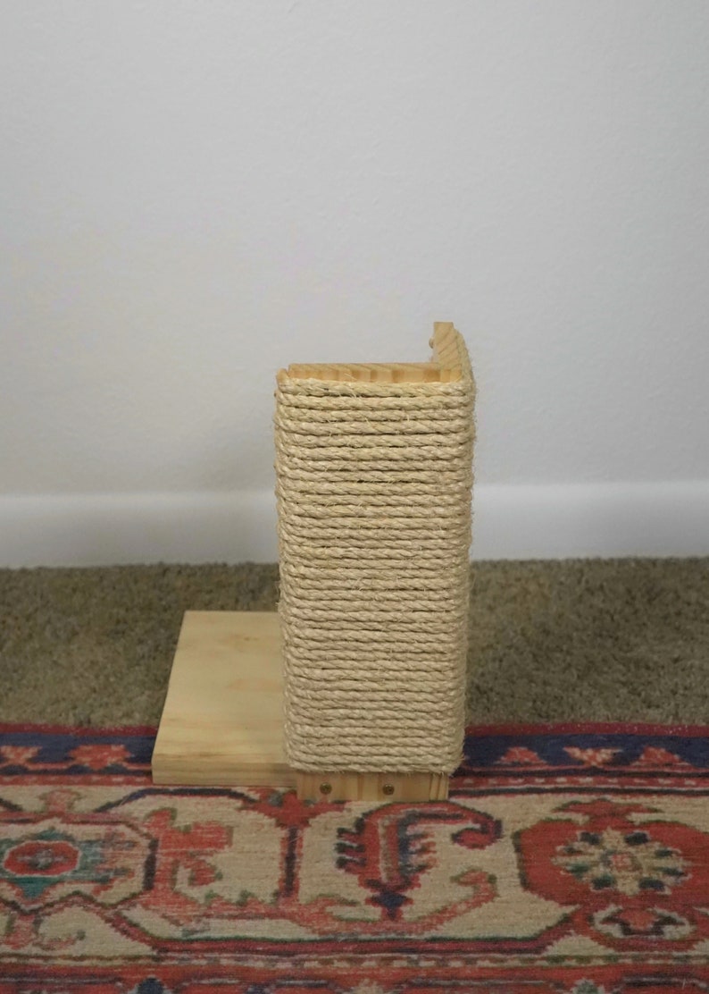 Couch Corner Cat Scratching Post, Stained Pine, Sisal Rope image 3