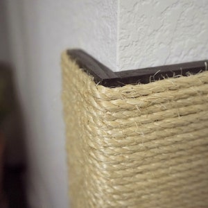 Wall Corner Cat Scratching Post 18 Inch Tall, Stained Pine, Sisal Rope image 5