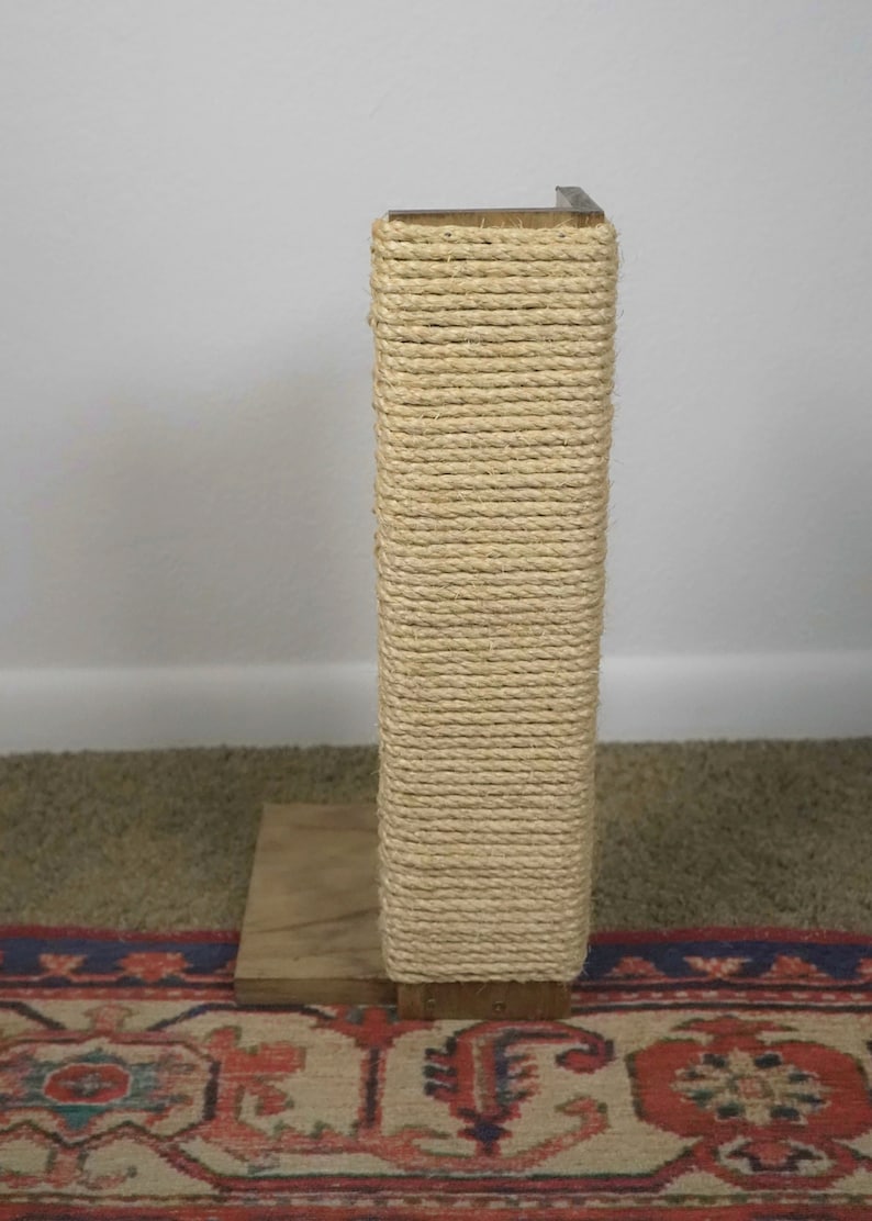 Couch Corner Cat Scratching Post, Stained Pine, Sisal Rope image 4