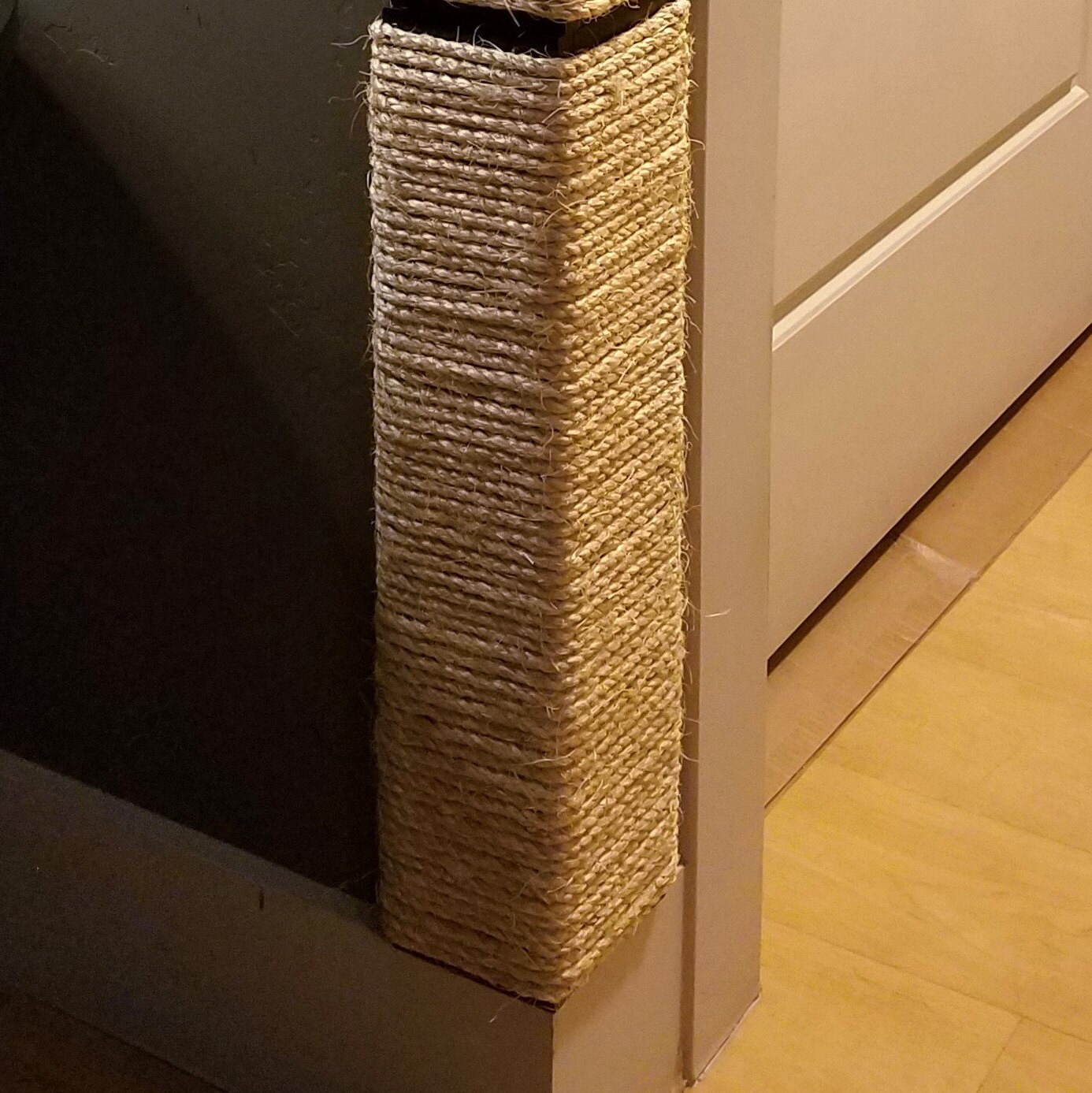 Wall Corner Cat Scratching Post 18 Inch Tall Stained Pine Etsy