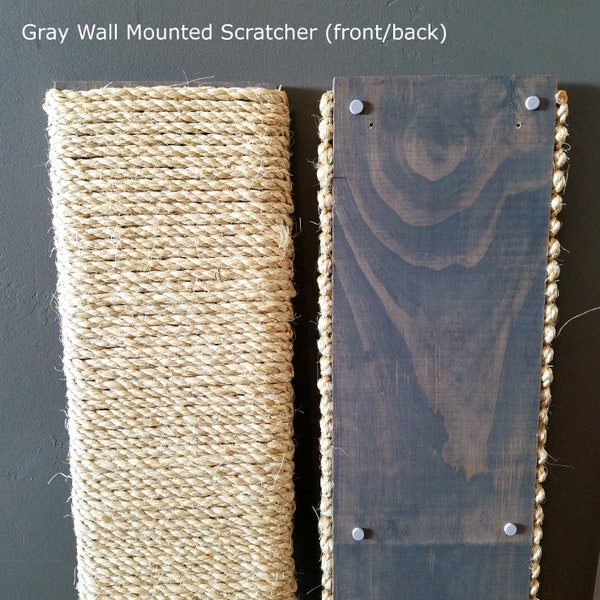 Flat Wall Mounted Cat Scratching Post 36 Inches Tall, Stained Pine, Sisal Rope