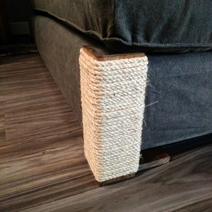 Couch Corner Cat Scratching Post, Stained Pine, Sisal Rope image 2