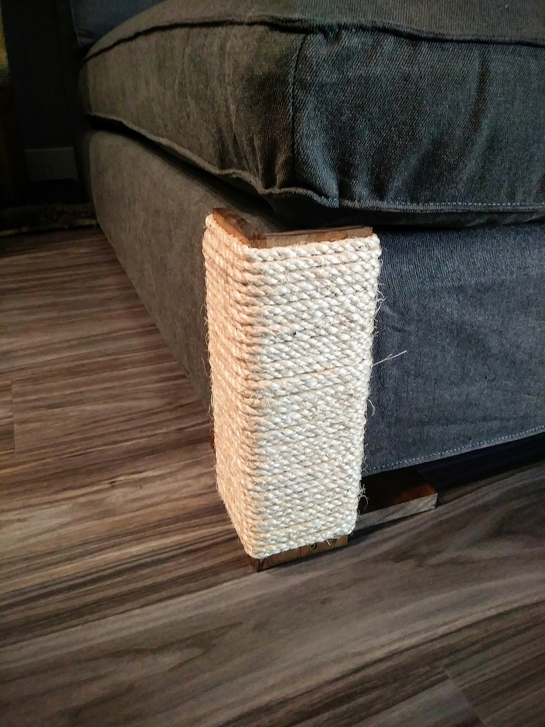 Couch Corner Cat Scratching Post, Stained Pine, Sisal Rope image 2