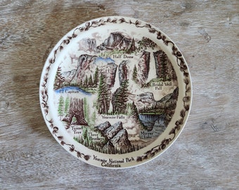 Vintage Yosemite Souvenir Plate by Vernon Kilns U.S.A. / Retro California National Park Souvenir Piece