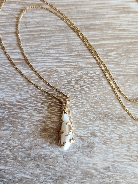 14k Keshi Biwa Freshwater Pearl and Gold Necklace 