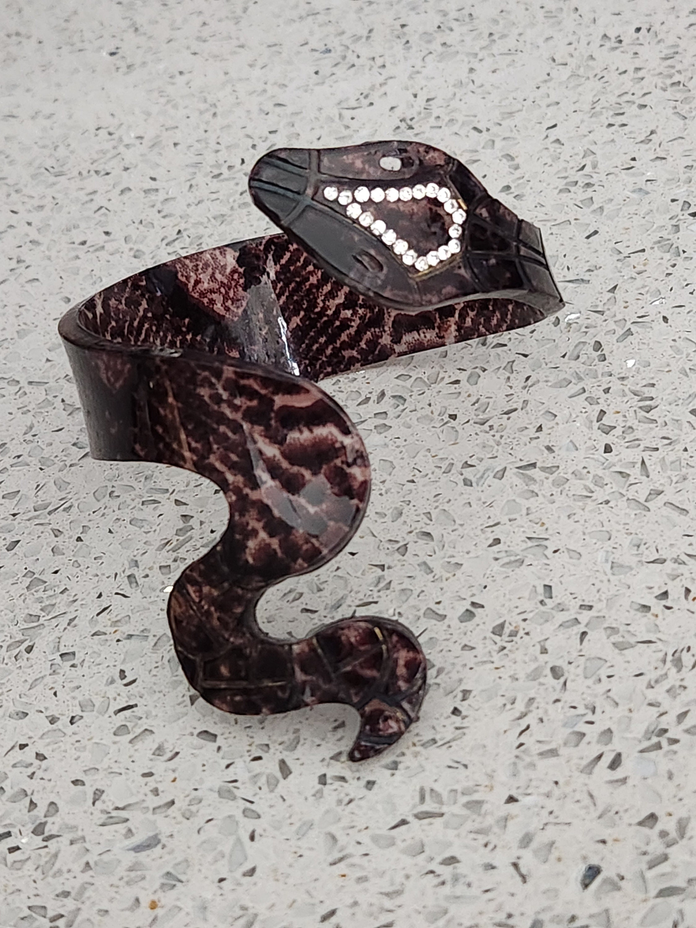 Vintage 1970s Snake Arm Band Purple Snakeskin Rhinestone