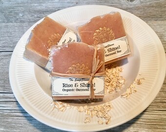 Organic Oatmeal Soap Rise and Shine Lemongrass Scented Soothing Soap for Irritated or Sensitive Skin
