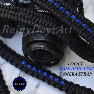 Paracord Camera Strap, Camera Neck Strap, DSLR Camera Strap, Thin Blue Line Camera Strap, DSLR Strap, First Responder Gift