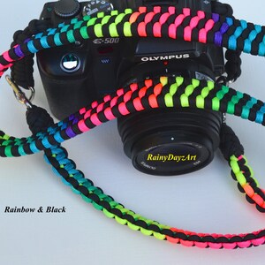 Paracord Camera Strap, Camera Neck Strap, Rainbow Camera Strap, DSLR Camera Strap, Nikon Strap, Rainbow DSLR Strap, Cross Body Strap