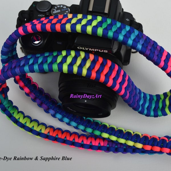 Paracord Camera Strap, Camera Neck Strap, Rainbow Camera Strap, DSLR Camera Strap, Nikon Strap, Rainbow DSLR Strap, Cross Body Strap