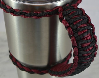 Burgundy & Black Paracord Tumbler Handle: 30 Oz Yeti, Ozark, Bubba Cup