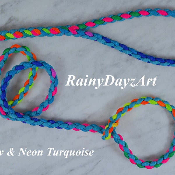 Rainbow Slip Leash, Paracord Dog Leash, Non-Metal Slip Leash, Rainbow Airport Lead, Paracord Slip Leash, Metal-Free Leash,TSA Approved Leash