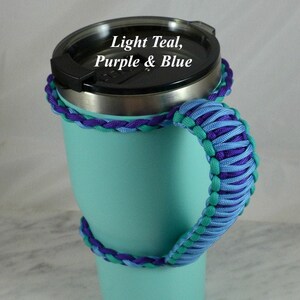 Teal Purple Blue Paracord Tumbler Handle: Fits RTIC, YETI, Ozark Trail
