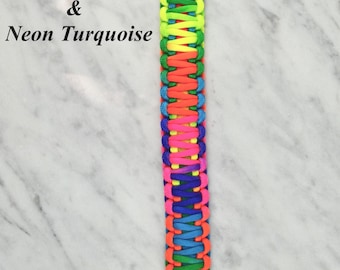 Dog Retrieval Aid, Rainbow and Neon Turquoise Paracord Retrieval Aid, Dog Mobility Aid, Dog Gear, Drawer Pull, Refrigerator Door Pull
