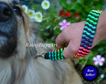 Traffic Leash, Dog Lover Gift, Paracord Short Traffic Lead, Dog Leash, Rainbow Traffic Leash, Paracord Dog Leash, Pet Parent Gift