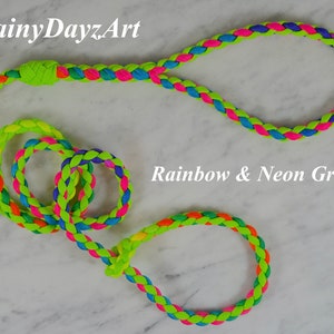 Rainbow Paracord Dog Slip Leash: TSA-Approved Non-Metal Airport Lead