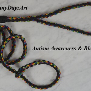 Paracord Slip Leash, Autism Awareness & Black Metal Free Leash, Airport Leash, TSA Approved Leash, Dog Gear