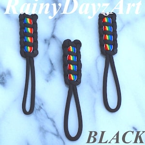 Rainbow Paracord Zipper Pulls: Handmade Backpack Tags (Set of 3)