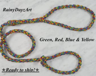 3 ft Green, Red, Blue and Yellow Mix Paracord Slip Leash, Metal-Free TSA Approved Airport Leash, Travel Leash