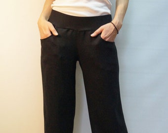 Loose Linen Black Pants/Casual Drop Crotch Harem Pants/Elegant Pants/Wide Leg Pants/Formal Pants/Black Linen Pants/Extravagant Pants/F1445