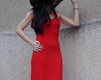 Red Summer Dress/Summer Maxi Dress/Handmade Evening Dress/Red Sexy Dress/Party Dress/Stylish Dress/Long Jersey Dress/Red Casual Dress/F1476