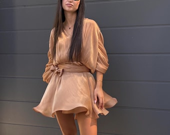 Custom Made Shiny Chiffon Party Dress: Flowy and Elegant/F5107