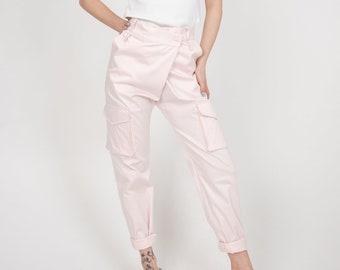 Tapered Pants/Harem Pants/Loose Pants/Casual Drop Crotch Pants/Wide Leg Pants/Straight Leg Pants/Handmade Trousers/Pink Pants/F2314