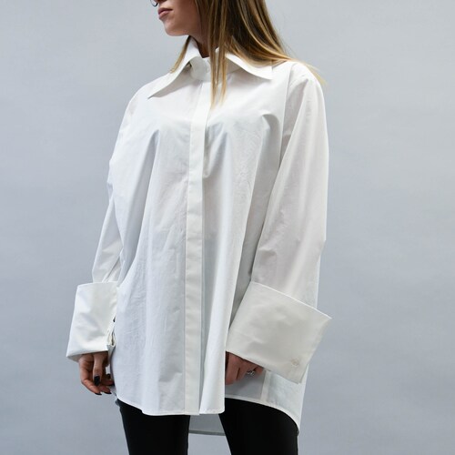 Oversized White Shirt /casual White Top/long Sleeved Cotton - Etsy