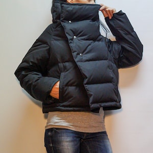 Black Quilted Jacket/Windproof Jacket/Black Warm Jacket/Extra Warm Coat/Trendy Jacket/Buttoned Jacket/Winter Extravagant Coat/Cropped/F1481 image 1