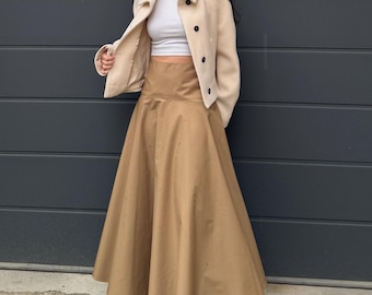 Handmade High-Waisted Cotton Maxi Skirt – Flowy Formal Custom Fit/F5104