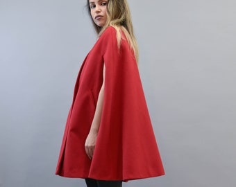 Manteau cape rouge veste pour femmes cape de laine rouge cape veste Fashion Cape Coat Red Winter Jacket manteau Manteau F2188 Etsy Canada