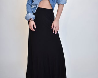 Black Maxi Skirt/Black Long Skirt/Elastic Maxi Skirt/High-Low Waist Long Skirt/Fashion Skirt/Black Maxi Skirt/High Waist Long Skirt/F1913