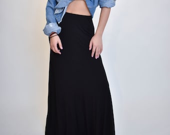 Black Maxi Skirt/Black Long Skirt/Elastic Maxi Skirt/High-Low Waist Long Skirt/Fashion Skirt/Black Maxi Skirt/High Waist Long Skirt/F1913